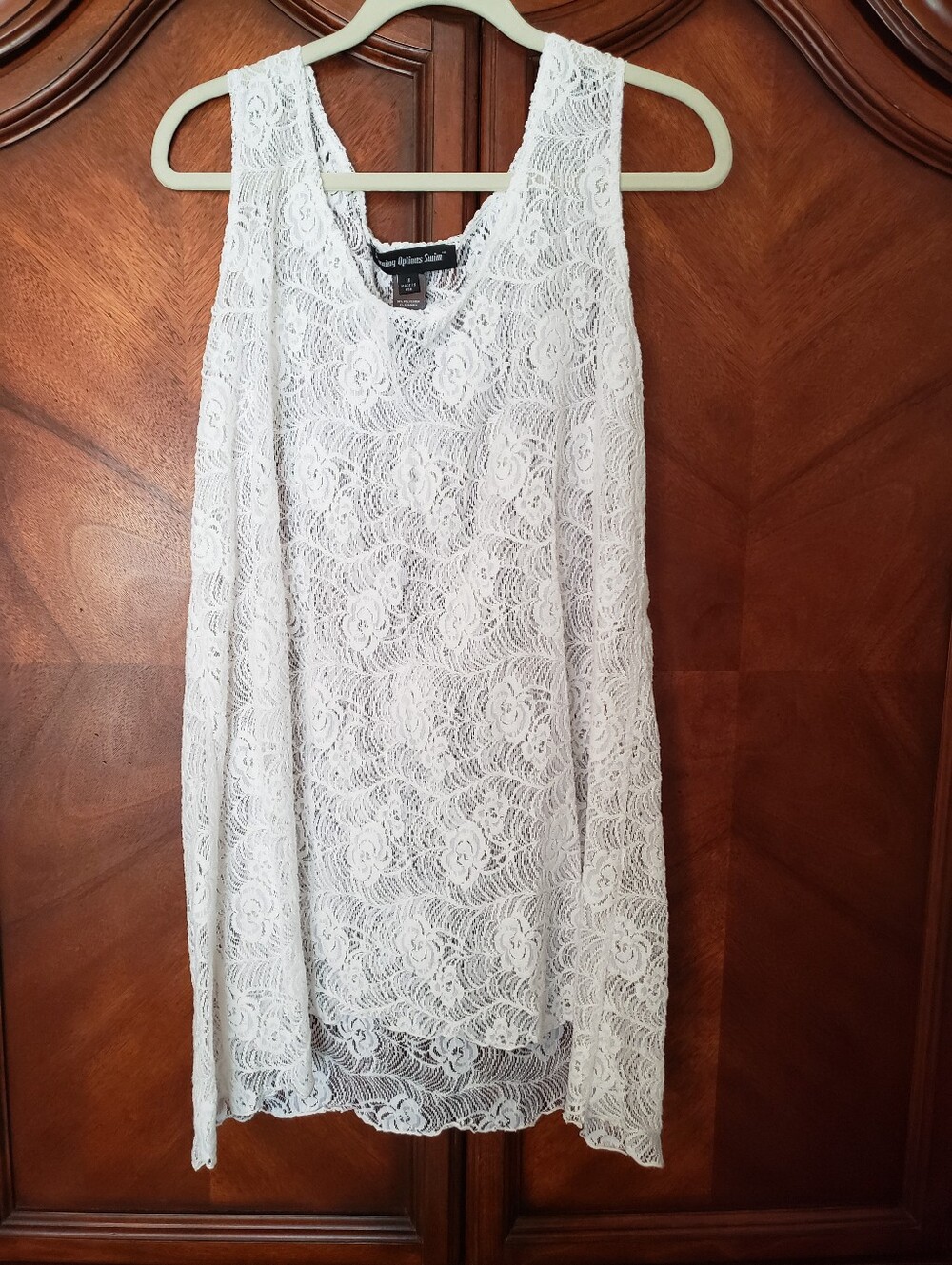 ** 4 For $ 15 **     White Lace Sleeveless Tunic Top - Floral Lace